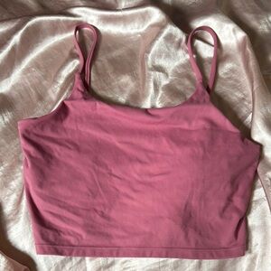 Small Pink Cropped Tank Top with built-in Sports bra
